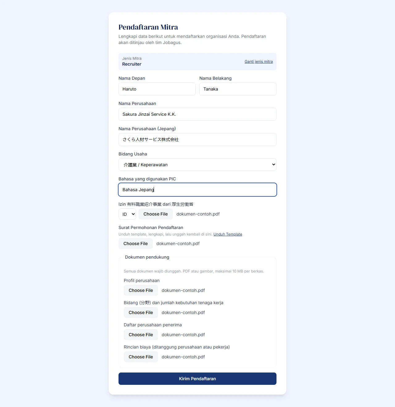 Formulir Pendaftaran Mitra